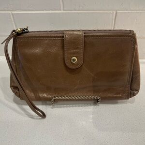 HOBO Brown Leather Wristlet Clutch